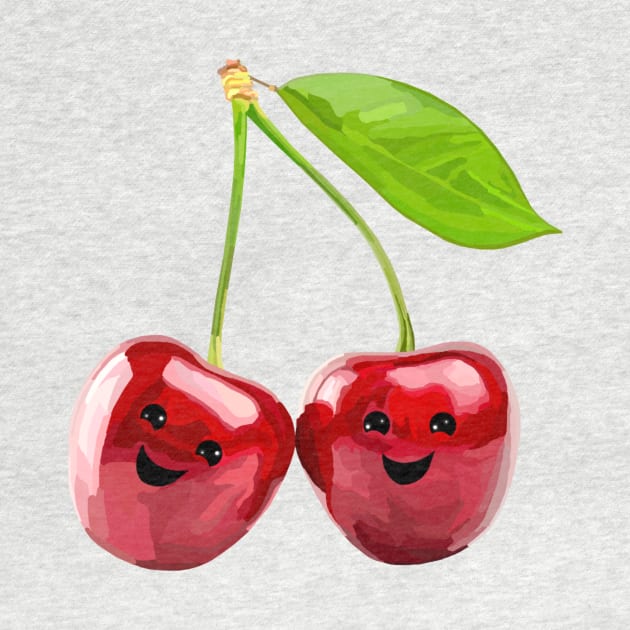 Cheery Pair of Red Cherries by Art by Deborah Camp